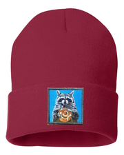Cinnabun Bandit Raccoon Beanie Hats FlynHats Cardinal Red  
