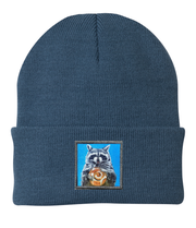 Cinnabun Bandit Raccoon Beanie Hats FlynHats Dusty Blue  