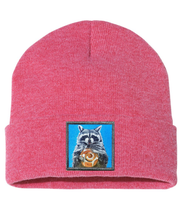 Cinnabun Bandit Raccoon Beanie Hats FlynHats Heather Red  