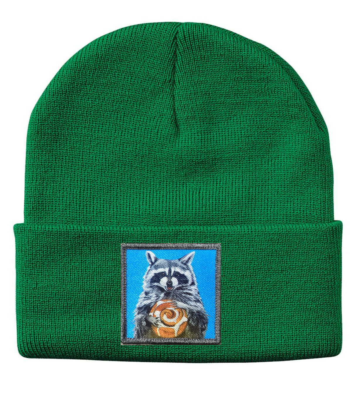 Cinnabun Bandit Raccoon Beanie Hats FlynHats Kelley Green  
