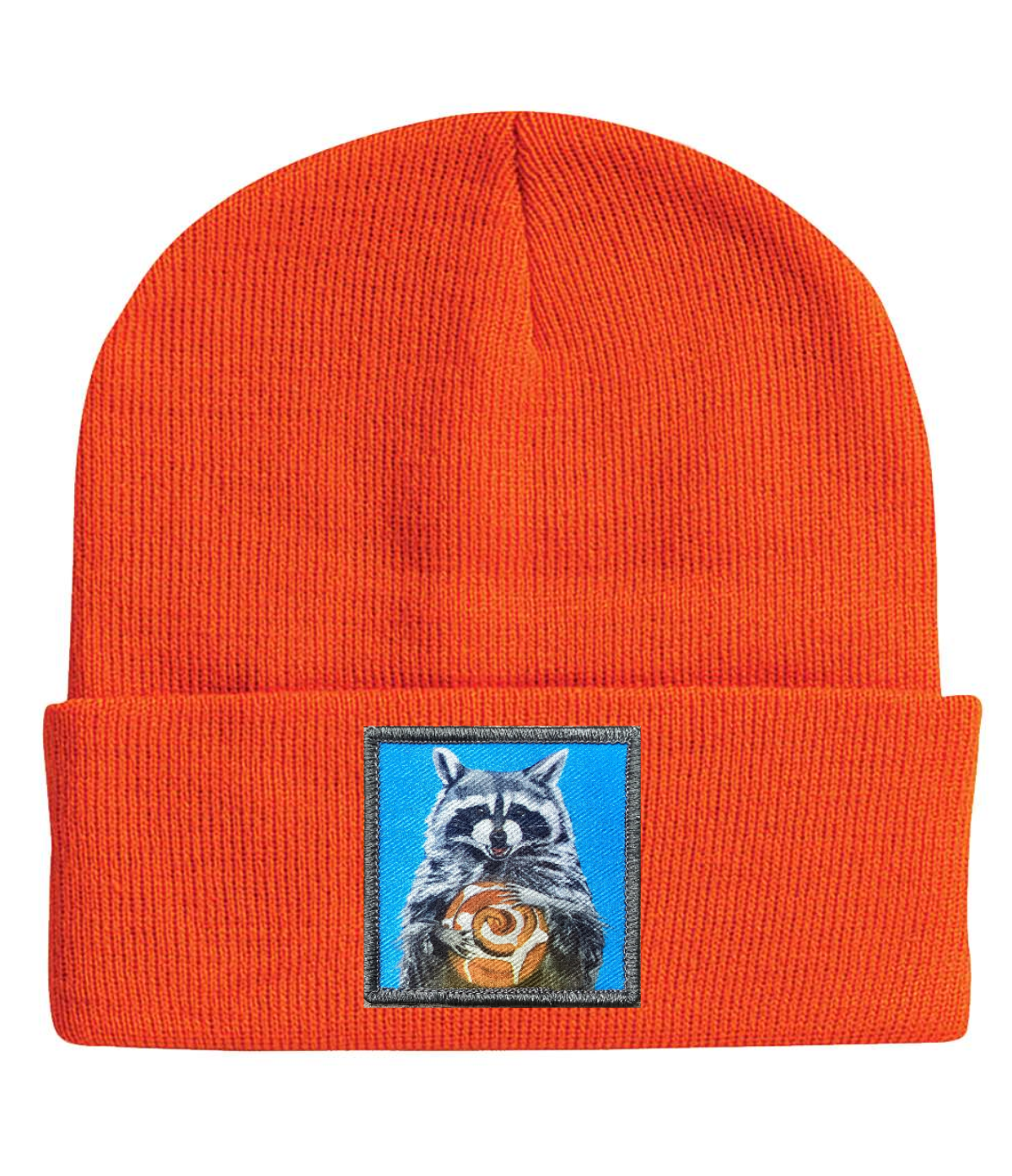 Cinnabun Bandit Raccoon Beanie Hats FlynHats Neon Orange  