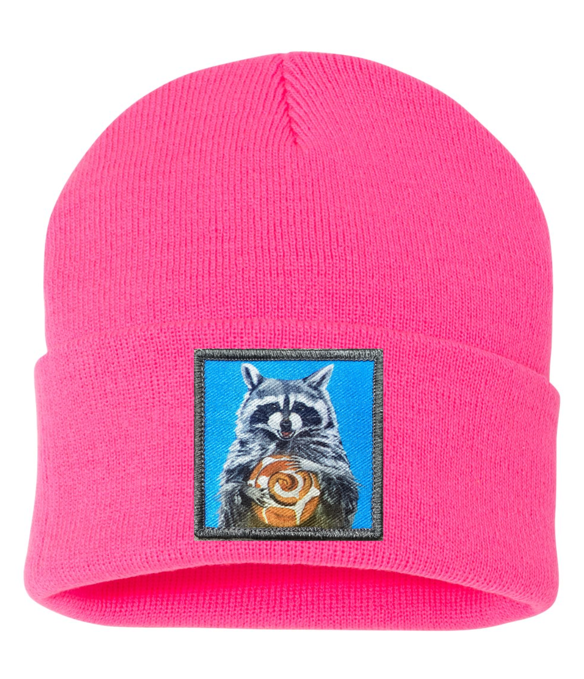 Cinnabun Bandit Raccoon Beanie Hats FlynHats Neon Pink  
