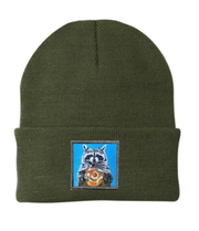 Cinnabun Bandit Raccoon Beanie Hats FlynHats Olive  