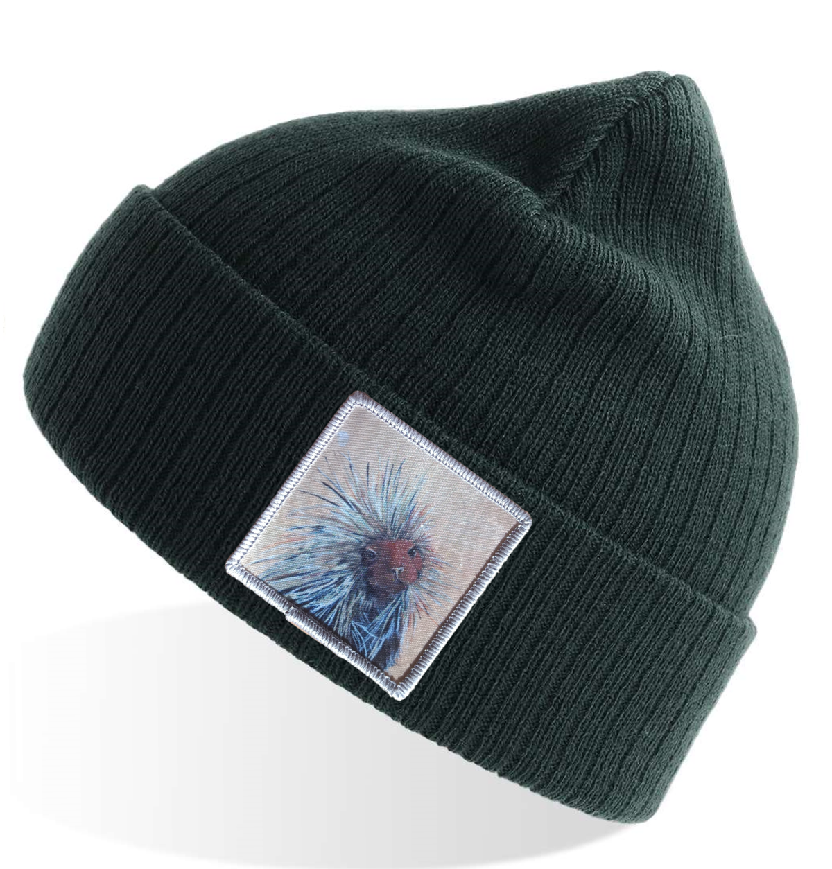 I Don't Mean to Burst Your Bubble Porcupine Sustainable Rib Knit Beanie - Green