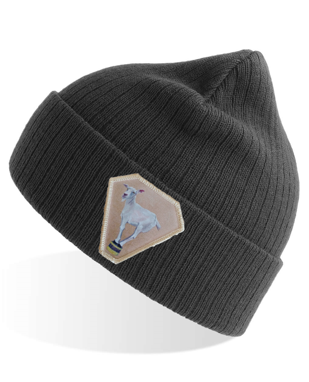 Diamond Goat Sustainable Rib Knit Beanie - Grey