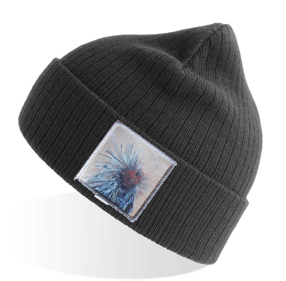 I Don't Mean to Burst Your Bubble Porcupine Sustainable Rib Knit Beanie - Grey
