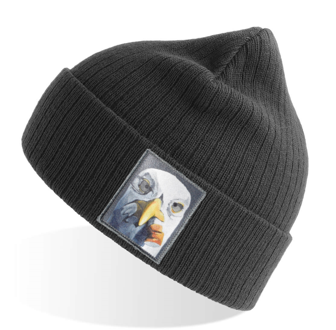 Seagull with Cig Sustainable Rib Knit Beanie - Grey