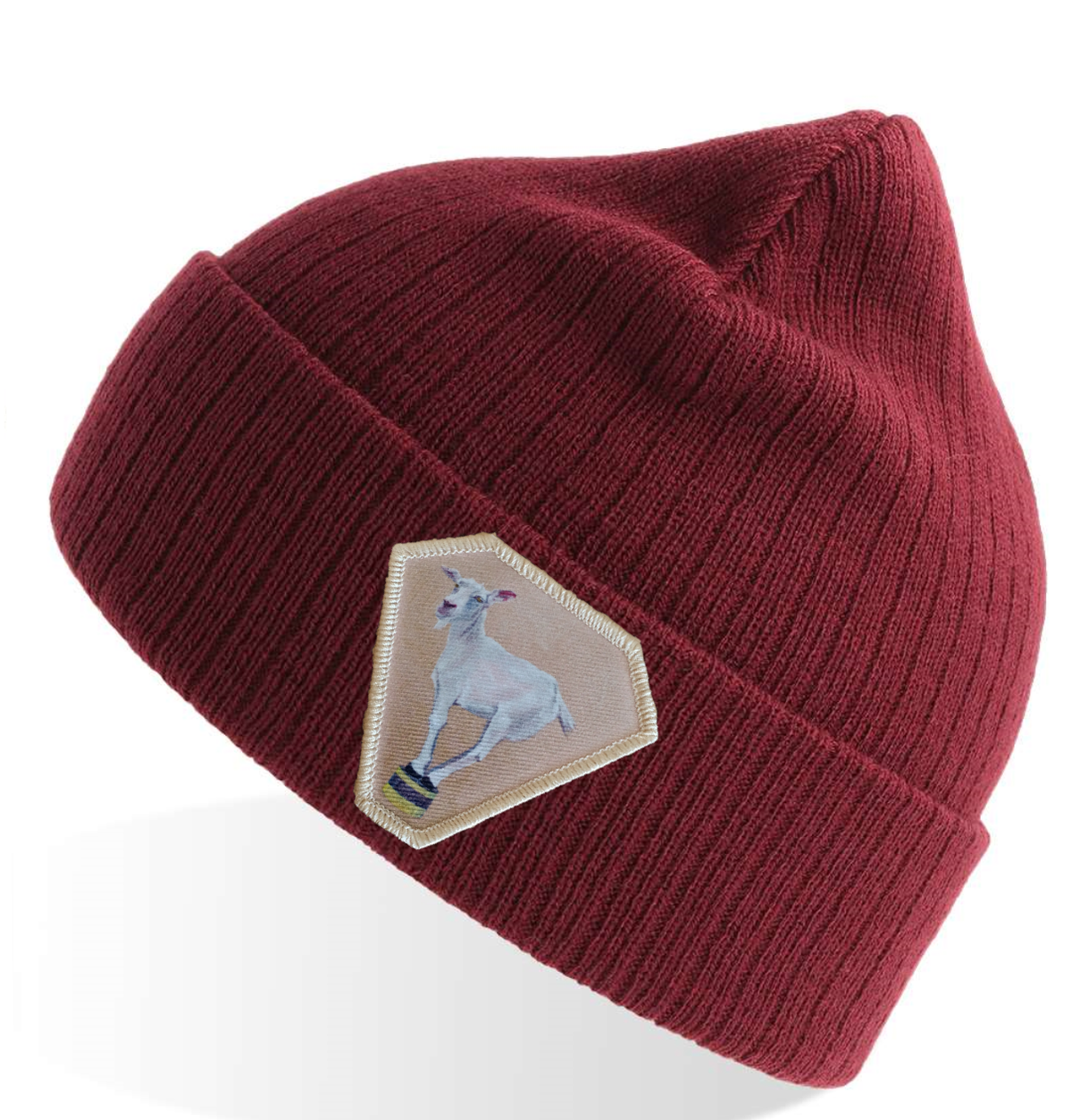 Diamond Goat Sustainable Rib Knit Beanie - Maroon