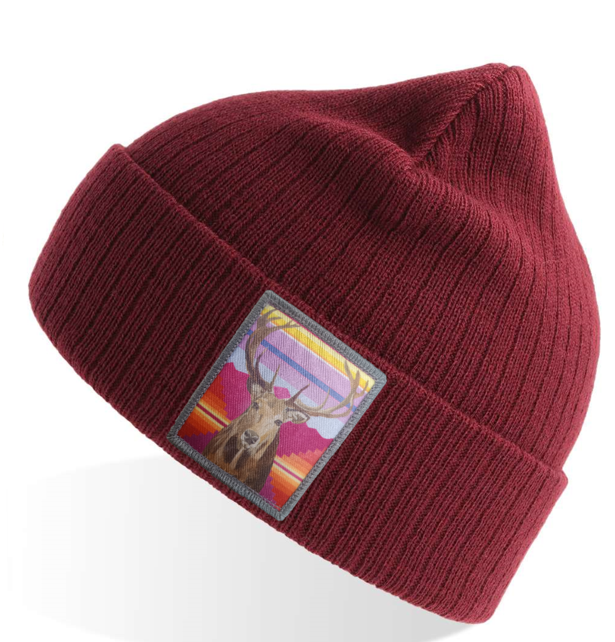Elk Sustainable Rib Knit Beanie - Maroon