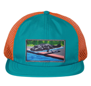 Wide Set Mesh Cap Orange/ Teal Hats FlynHats Pool Party Canceled  