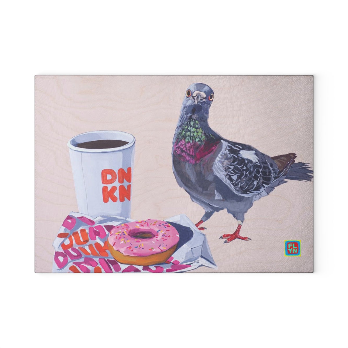Pigeons Run on Donuts Glass Cutting Board