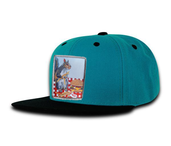 Kids Teal/Black Trucker Hats FlynHats Squirrel Burger  