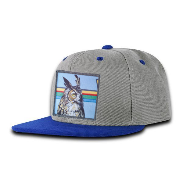Kids Grey/Blue Trucker Hats FlynHats Gaia Owl  