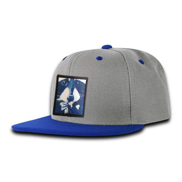 Kids Grey/Blue Trucker Hats FlynHats Raccoon Pop  