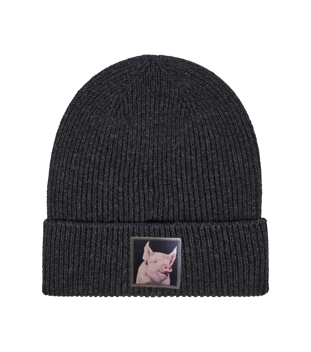 Merino Wool Beanie Charcoal Hats FlynHats Piggie  