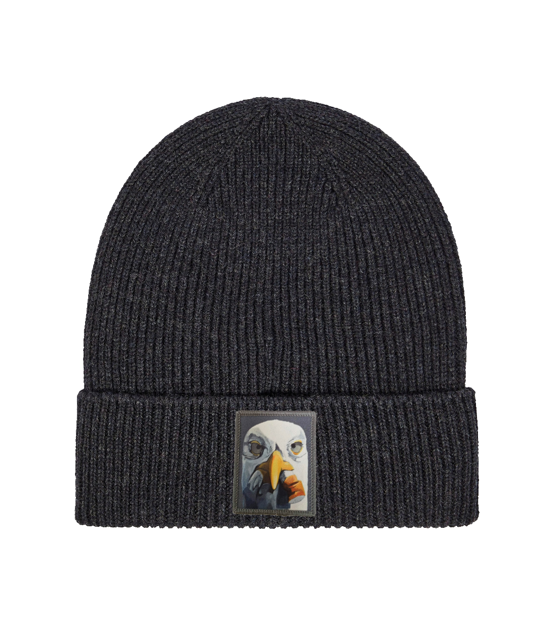 Merino Wool Beanie Charcoal Hats FlynHats Seagull with Cig  