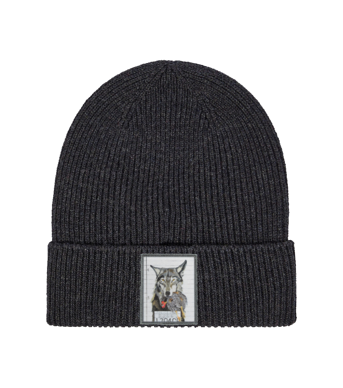 Merino Wool Beanie Charcoal Hats FlynHats The Usual Suspects: Wolf  
