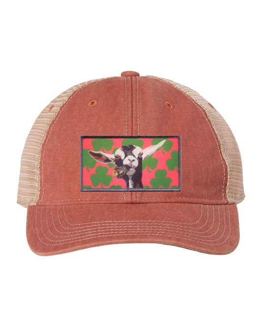Can Crusher Goat Unstructured Trucker Hat Hats Flyn Hats Nantucket Red