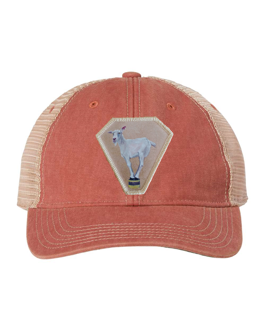Diamond Goat Unstructured Trucker Hat Hats Flyn Hats Nantucket Red