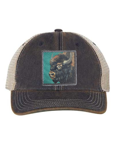 Navy/ Khaki Trucker Cap Hats FlynHats Bison  