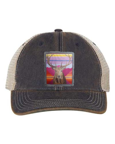 Navy/ Khaki Trucker Cap Hats FlynHats Elk  