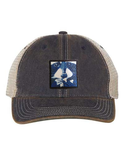 Navy/ Khaki Trucker Cap Hats FlynHats Raccoon POP  