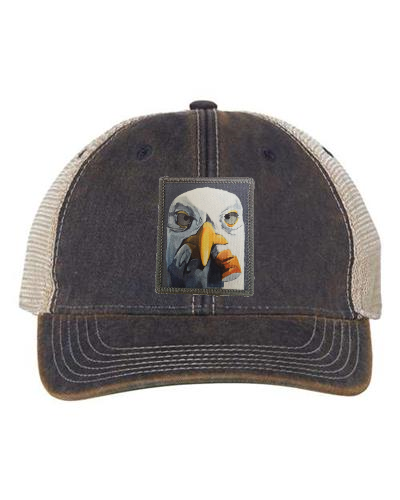 Navy/ Khaki Trucker Cap Hats FlynHats Seagull With Cig  