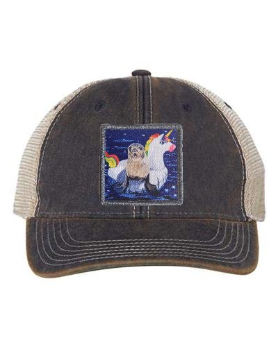 Navy/ Khaki Trucker Cap Hats FlynHats Unicorn Drifter  