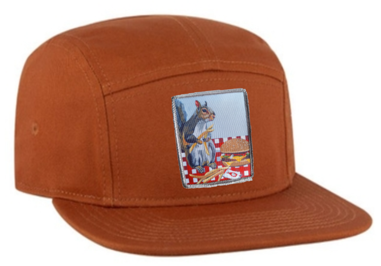 Orange Camper Hat Hats FlynHats Squirrel Burger  