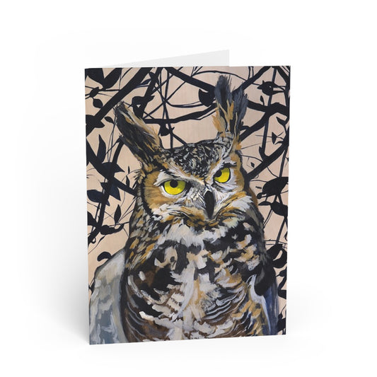 Gaia Owl Greeting Card Flyn_Costello_Art