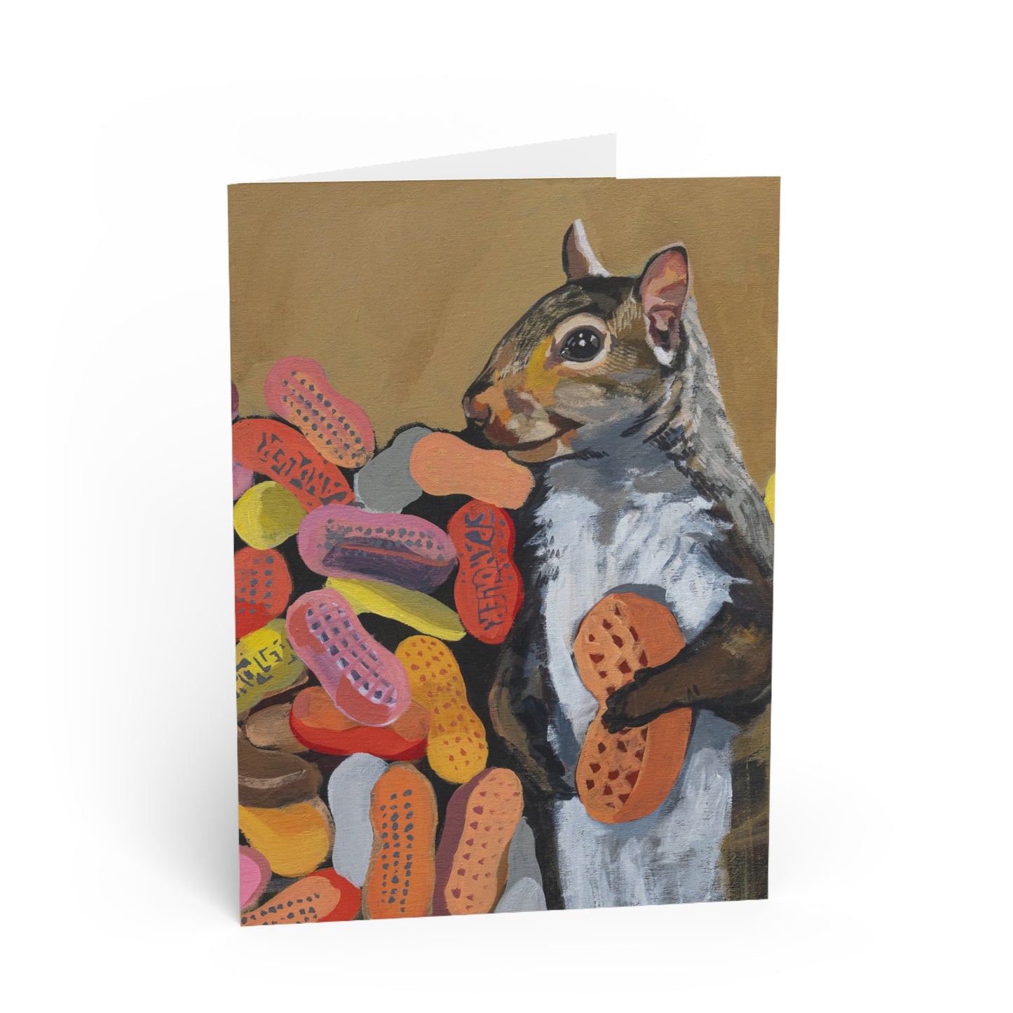 Peanut Squirrel Greeting Card Flyn_Costello_Art
