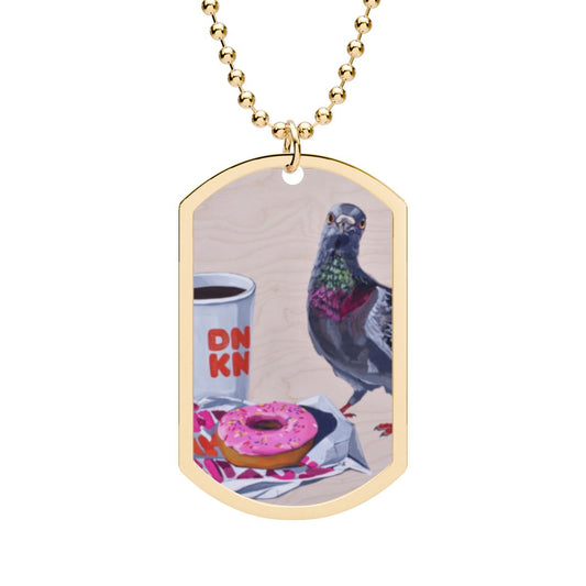 Pigeons Run on Donuts Gold Plated Dog Tag FLYNhats