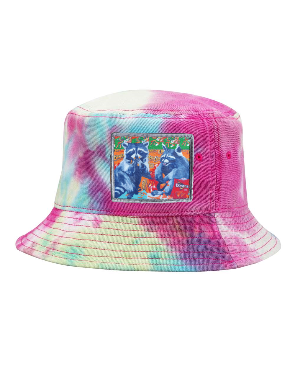Junkfood Bandits Raccoon Bucket Hat - Raspberry Mist