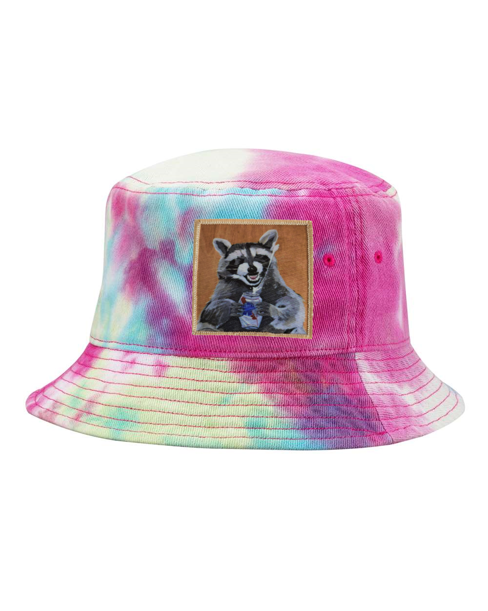Beer Bandit Raccoon Bucket Hat - Raspberry Mist