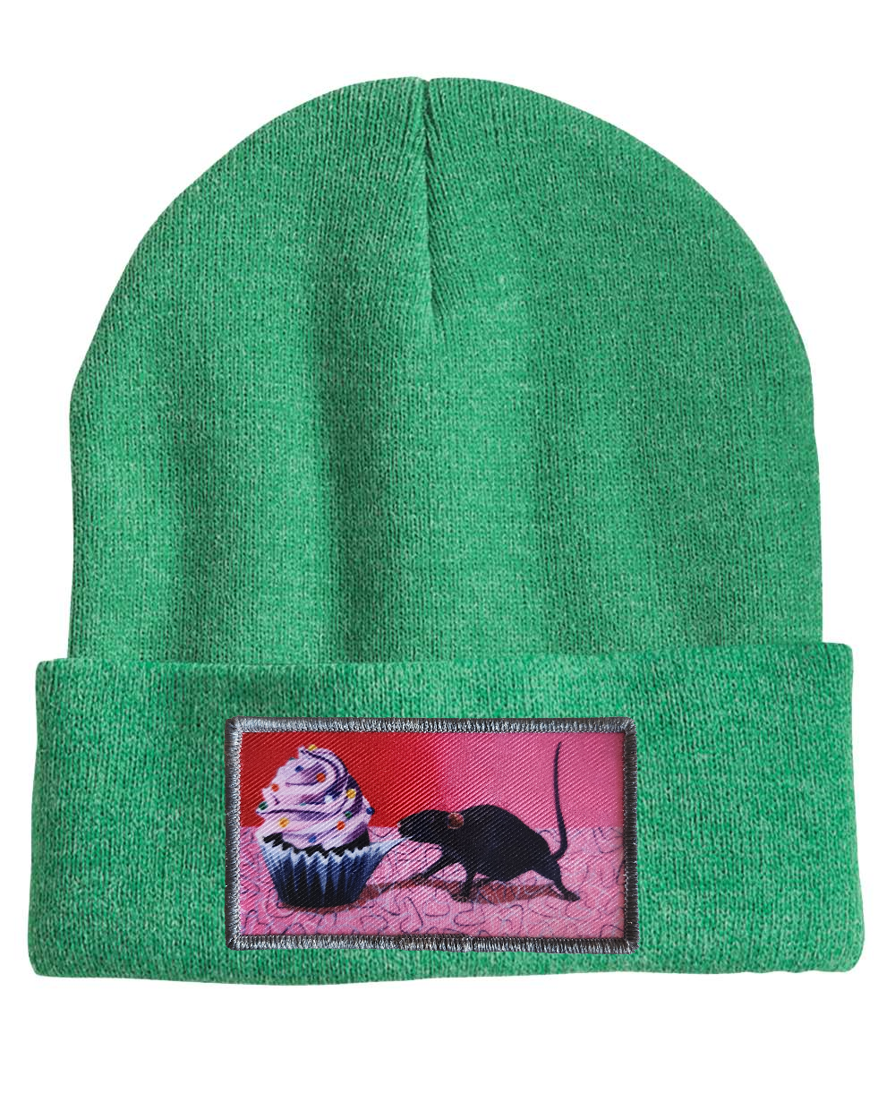 Rats Got My Cake Beanie Hats FlynHats Heather Green  