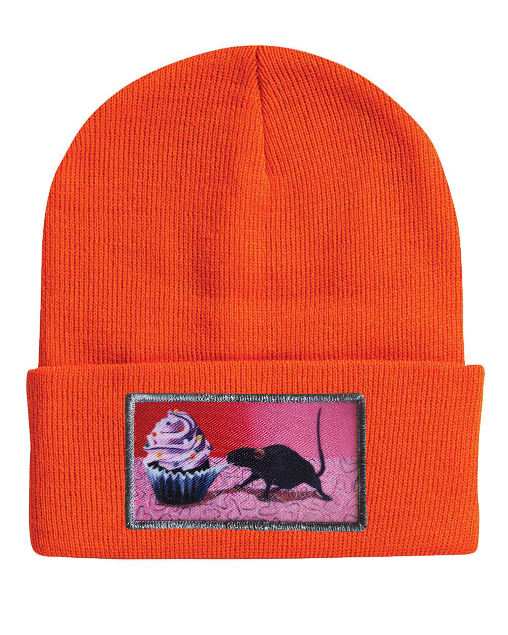 Rats Got My Cake Beanie Hats FlynHats Neon Orange  