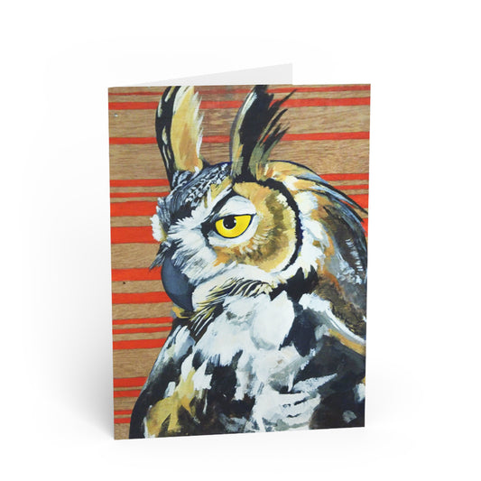 Red Gaia Owl Greeting Card Flyn_Costello_Art