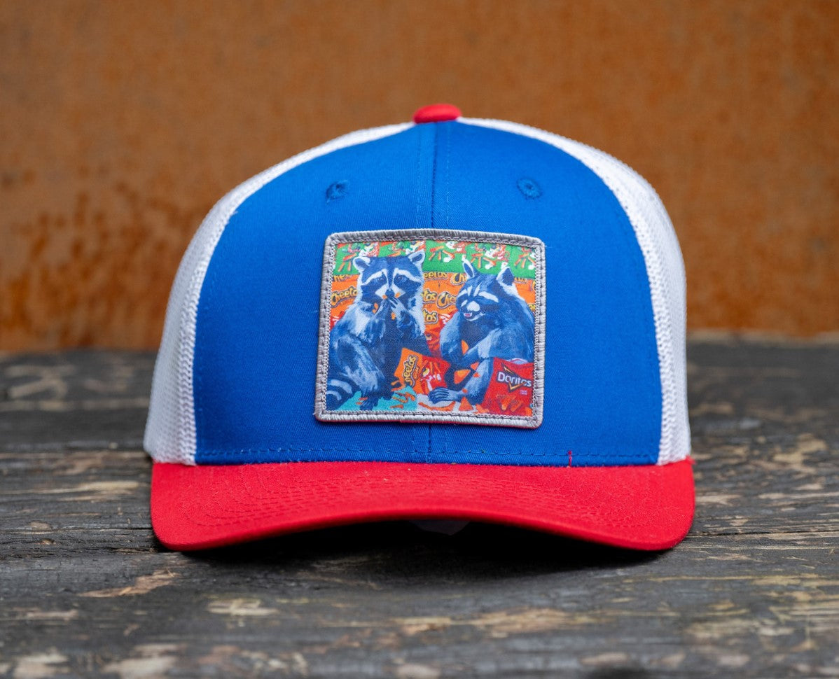 Red/White/Royal Trucker Hats Flyn Costello   