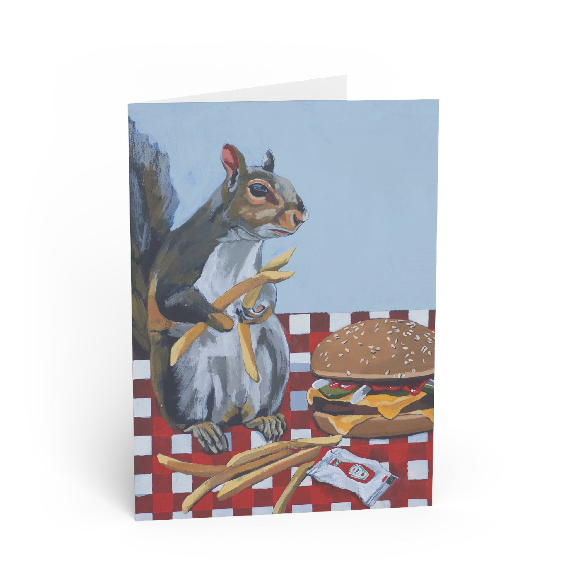 Squirrel Burger Greeting Card Flyn_Costello_Art