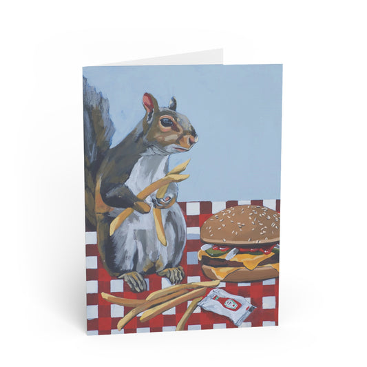 Squirrel Burger Greeting Card Flyn_Costello_Art
