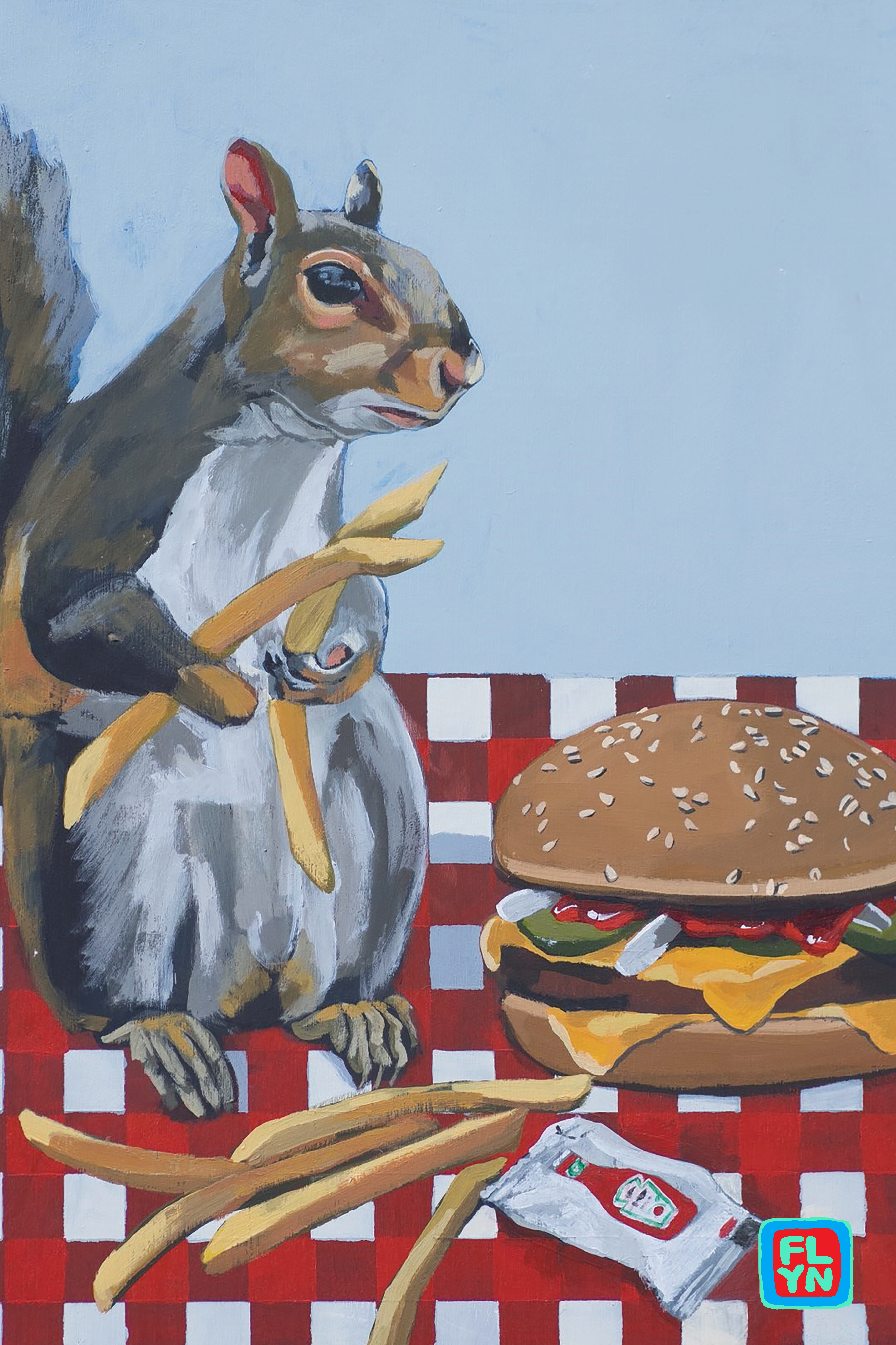 Squirrel Burger 6"x9" Print Prints Flyn_Costello_Art   