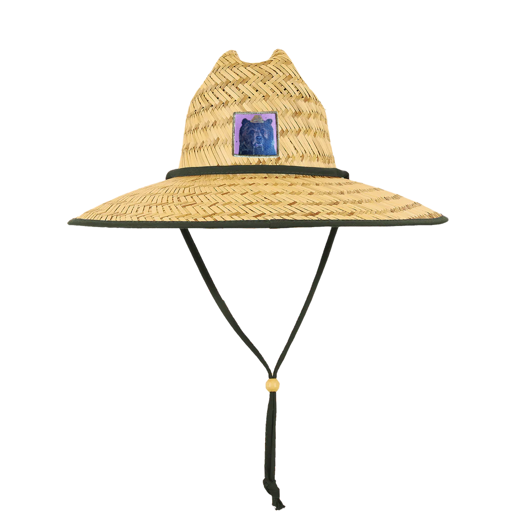 Hot Pink Honey Bear Straw Lifeguard Hat - Natural