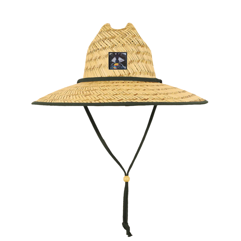 The Snack Kid Raccoon Straw Lifeguard Hat - Natural