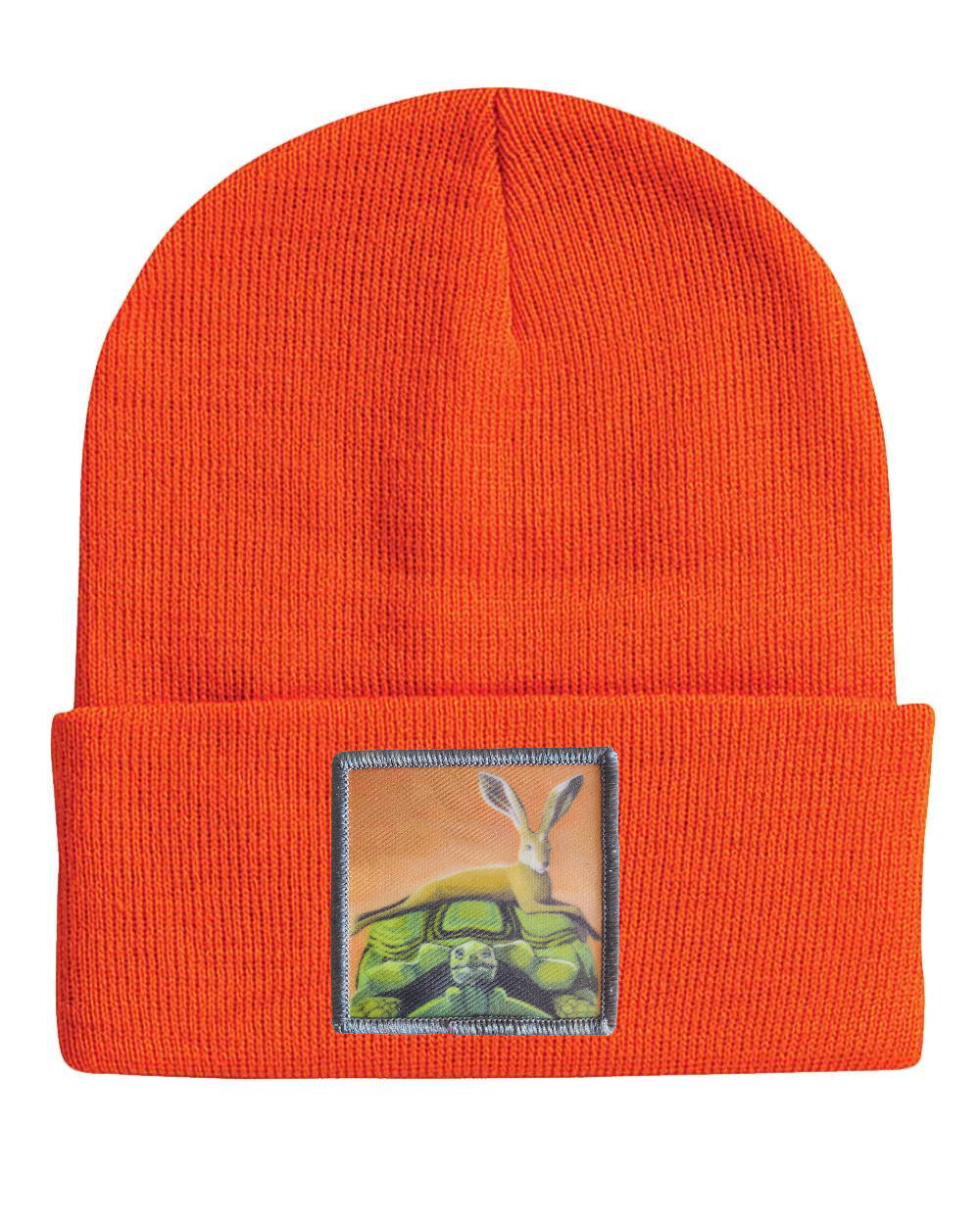 The Tortoise By a Hare Beanie Hats FlynHats Neon Orange  