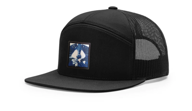 Black Seven Panel Hats Flyn Costello Raccoon Pop  