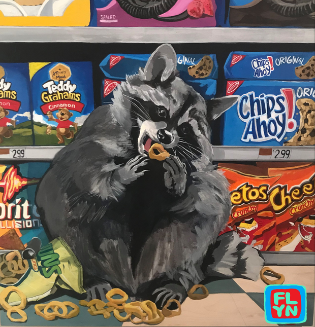 Clean-Up Aisle 12 Raccoon Sticker Stickers Flyn_Costello_Art 2x2 inches  