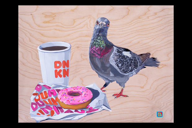 Pigeons Run On Donuts Print Prints Flyn_Costello_Art   