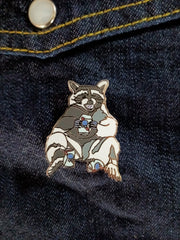 Beer Bandit Raccoon Pin Pinback Buttons Flyn Costello   
