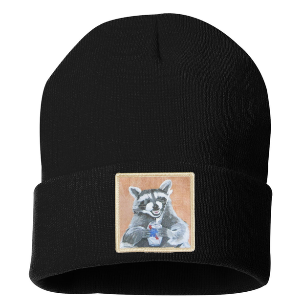 Beer Bandit Raccoon Beanie Hats Flyn Costello Black  