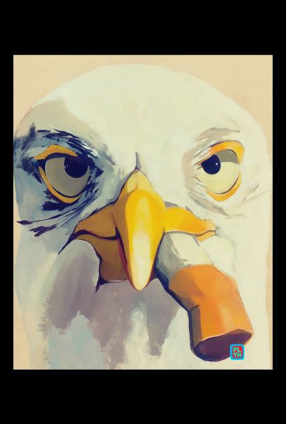 Seagull with Cig Print Prints Flyn_Costello_Art   
